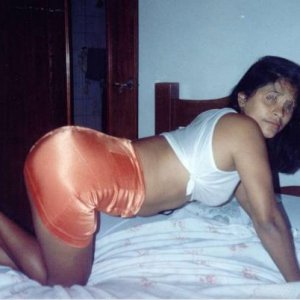 Luize mini orange skirt bend over the bed fev02
