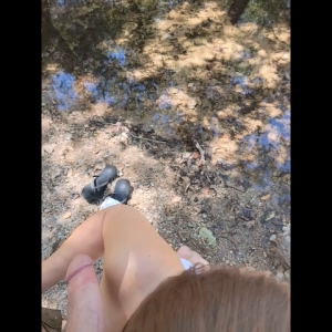 wife sucks off big cock on a hiking  trail