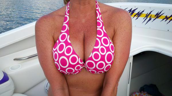 Hot cougar tits on our boat
