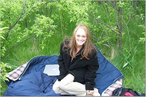 Stephanie on our first date picnic